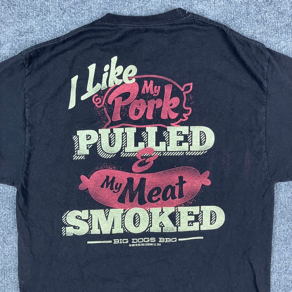 Big Dog T-Shirt Men Size L Black BBQ Graphic Funny Pulled Pork Smoked Meat Humor